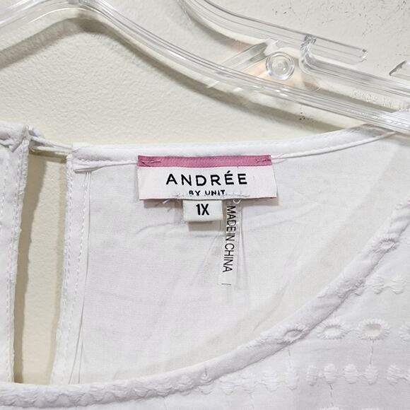 Andree by unit eyelet short sleeve shirt with neon tassel detail woman's size 1X - Picture 2 of 9